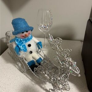 Glitter Sleigh and Reindeer Decor